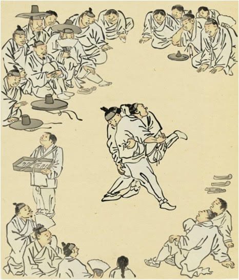 김홍도 '씨름'(18세기). 국입중앙박물관 소장