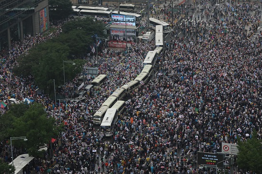 지난 8월 15일 있었던 광화문 집회 현장./박은숙 기자