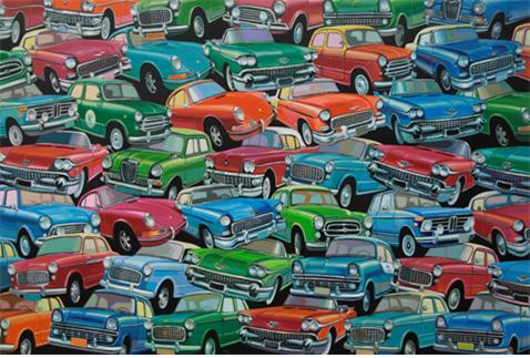 김인 작가의 최근작은 자동차를 소재로 삼았다. car our20th century,  acrylic on canvas, 130x80 2020.