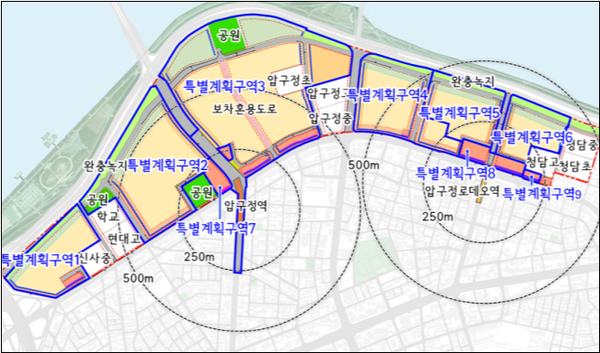 압구정 지구단위계획 수립지역 위치도 /서울시 제공