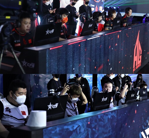 환골탈태한 중국 팀의 변화는 성적으로 귀결됐다. CFS 2021 결승전은 정식 CFS 대회 개최 이후 최초로 중국 팀 간 대결이 됐다. 올게이머스(위)와 바이샤 게이밍(아래) /스마일게이트
