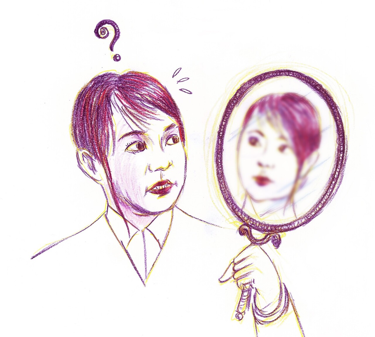 거울에 비친 자신을 보는 김건희씨./이준희