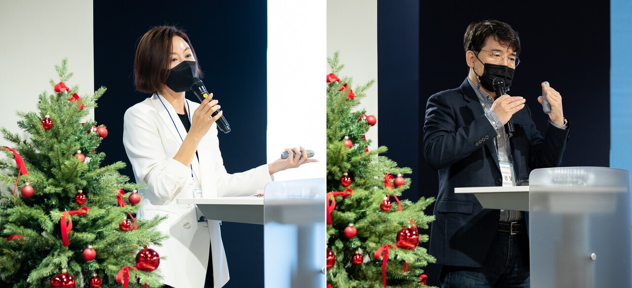24일 코엑스 KCCC에서 최세정 교수와 김경달 대표이사가 발표하고 있다./ KFCC