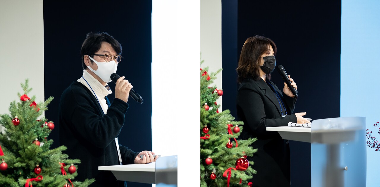 24일 코엑스 KCCC에서 봉만대 감독과 김숙 대표이사가 발표하고 있다./ KFCC