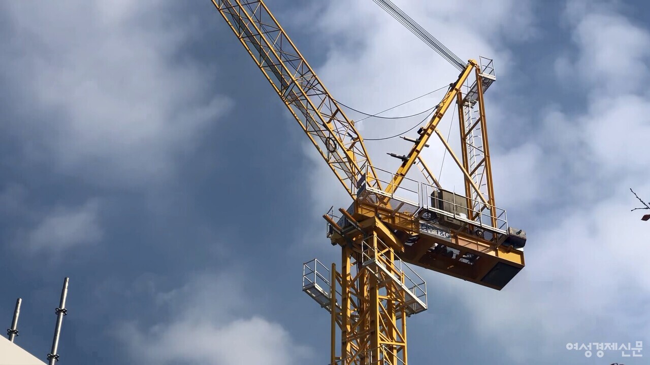 청우의 새 타워크레인. 겉보기엔 낡고 녹슨 데가 없이 정상적으로 보인다. / 여성경제신문
