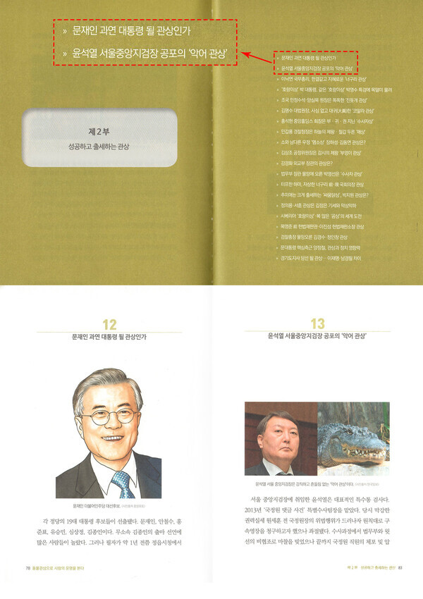 백재권 교수가 출간한 '동물 관상으로 사람의 운명을 본다'의 한 페이지. 백 교수는 이 책에다 차기 대통령을 암호로 심어놨다고 했다. /백재권 교수 