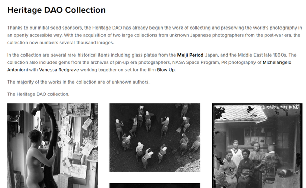 헤리티지 DAO 홈페이지. /헤리티지 다오