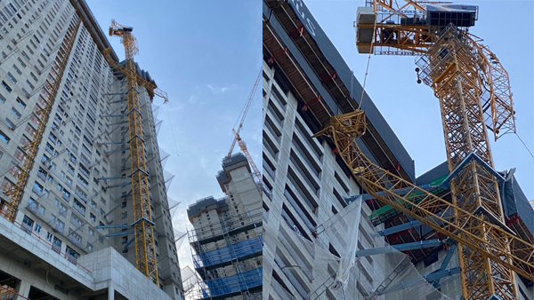 21일 오전 8시 16분 경 인천시 서구 가정동 루원시티의 한 주상복합아파트 공사장에서 18t 타워크레인 ‘붐대’가 부러지는 사고가 발생했다./ 인천소방본부