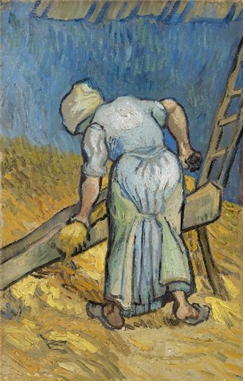 빈센트 반 고흐, 아마(린넨)를 자르는 농민(Peasant Woman Bruising Flax)​​​​​​​생 레미 드 프로방스, 1889년 9월​​​​​​​캔버스에 유채, 40cm x 26cm암스테르담 반 고흐 미술관 소장