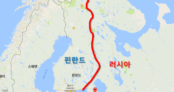 12일 미국 CNBC보도에 따르면 핀란드와 러시아 국경은 약 1300km 맞닿아 있다./구글 지도