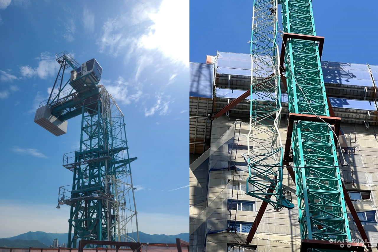 2022년 5월 10일 오전 14시 경 대구광역시 수성구 ‘수성범어W’ 건축 현장에서도 타워크레인 사고가 있었다. /독자 제공