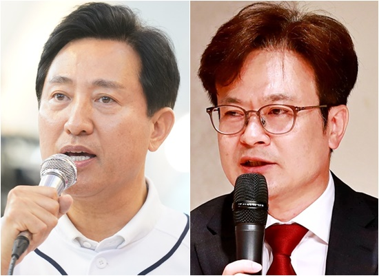 오세훈 국민의힘 서울시장 후보와 김병수 국민의힘 김포시장 후보. /김병수 후보 캠프
