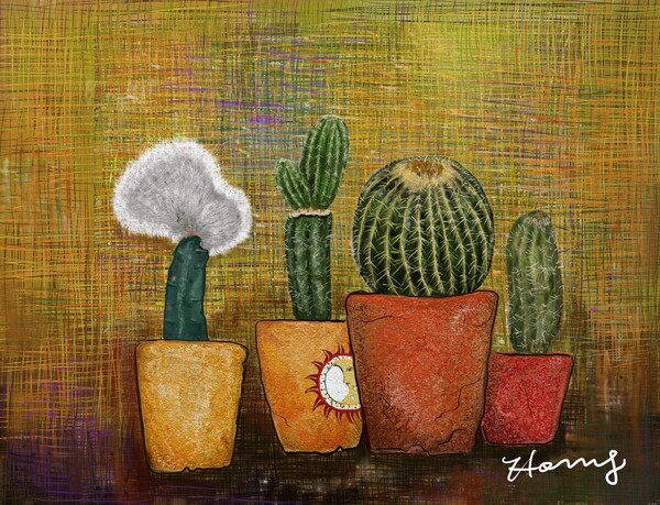 ​일상의 위로가 되어주는 반려식물, 선인장 /그림=홍미옥, 갤럭시노트20​