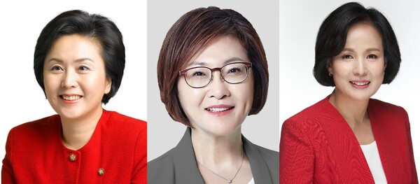 (왼쪽부터)경남 지역 첫 여성 국회의원에 당선된 창원 의창 김영선 국민의힘 후보, 첫 서울 용산구청장이 된 박희영 국민의힘 후보, 첫 서울 강동구청장이 된 이수희 국민의힘 후보. /중앙선거관리위원회
