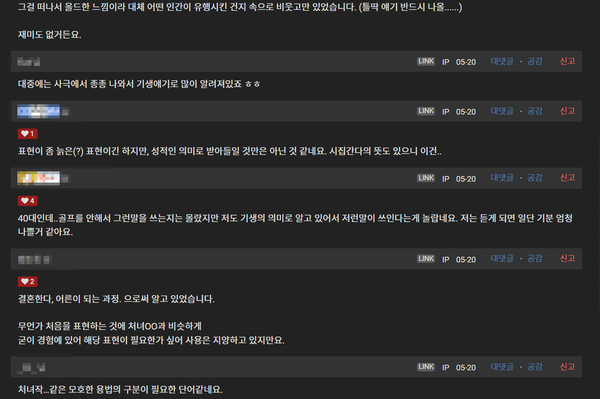 커뮤니티 '클리앙'에 올라온 '머리 올리다'에 대한 네티즌 의견. /클리앙 갈무리