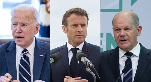 정치권이 내세우고 있는 법안은 선진 입법례에서도 찾아보기 힘든 내용들이다. 사진은 조 바이든 미국 대통령(왼쪽부터), 에마뉘엘 마크롱 프랑스 대통령, 올라프 숄츠 독일 총리. /연합뉴스