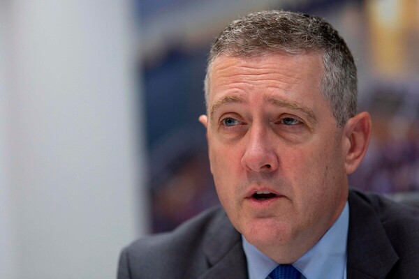 제임스 블러드 세인트루이스 연방준비은행(연은) 총재는 지난 18일(현지 시간) 월스트리트저널과 인터뷰에서 "9월 자이언트스텝(기준금리 0.75%포인트 인상) 금리 인상을 지지한다"고 밝혔다. /AFP=연합뉴스