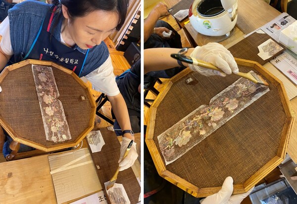 자개를 붙이는 과정 /사진=민은미