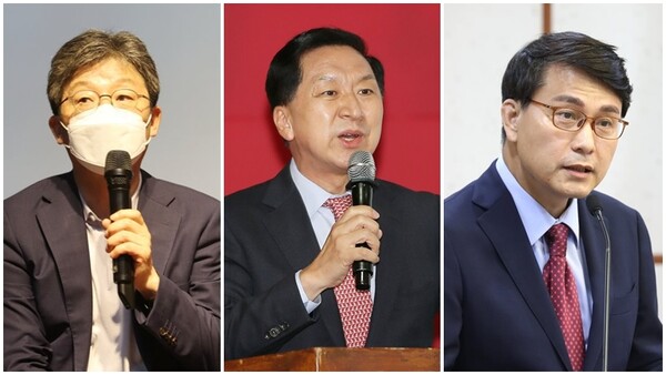 왼쪽부터 국민의힘 차기 당권주자로 꼽히는 유승민 전 의원, 김기현 의원, 윤상현 의원. /연합뉴스