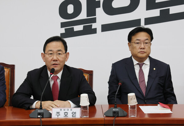 국민의힘 주호영 원내대표가 20일 오전 국회에서 열린 비상대책위원회의에서 발언하고 있다. /연합뉴스