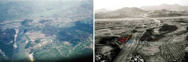 (왼쪽) 1960년 강남일대 항공사진, (오른쪽) 1969년 강남구 신사동 일대와 제 3 한강교 개통. / 국가기록원, 서울특별시사편판위원회