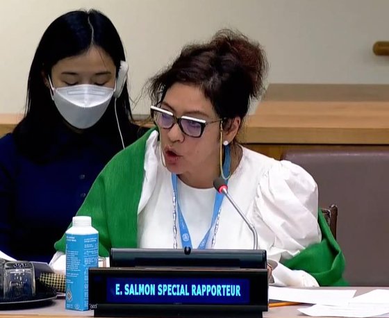 엘리자베스 살몬 유엔 북한인권특별보고관 /유엔웹TV 캡처=연합뉴스