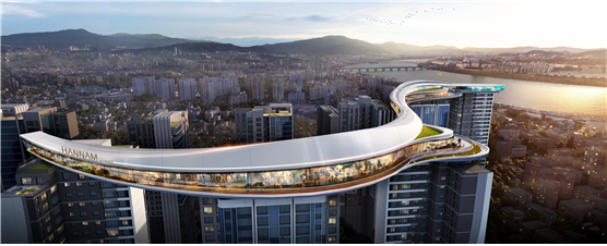 대우건설이 계획 중인 한남써밋 인피니티 스카이 브릿지 조감도. /대우건설