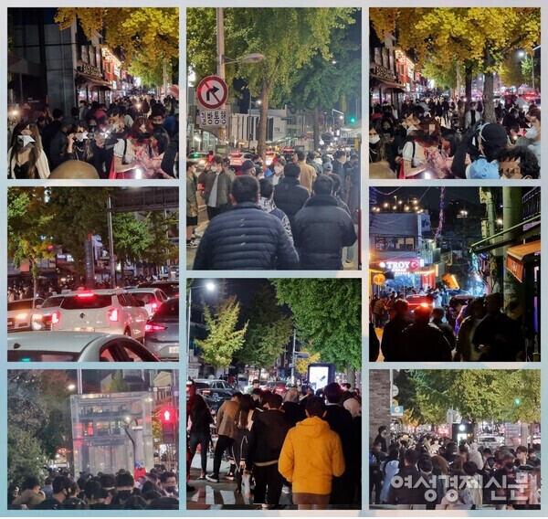 지난해 10월 31일 자정이 넘은 시각 핼러윈 파티가 열린 서울 용산구 이태원 거리. 사흘간 17만명이 몰려들었으나 경찰관 인력이 배치돼 다소 안정된 모습을 보이고 있다. /여성경제신문DB