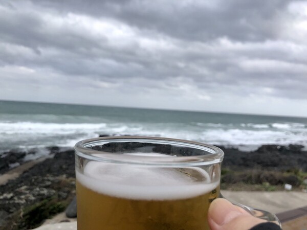 청년과의 동행은 올레 2코스의 시작점 성산읍 광치기 해변을 거쳐 2코스의 종점 온평포구에서 석별의 생맥주 한 잔으로 작별식을 대신했지요. /사진=최익준