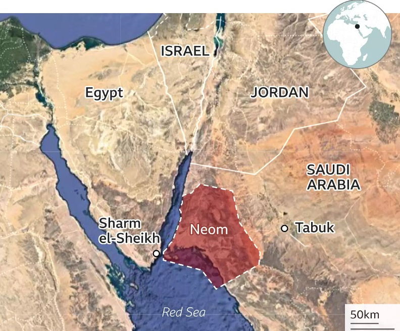 사우디아라비아는 최근 네옴시티 건설 프로젝트라는 역사적 대장정에 돌입했다. /구글어스