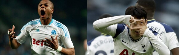 가나 대표팀 선수 안드레 아예유(왼쪽)와 대한민국 대표팀 선수 손흥민. / 연합뉴스