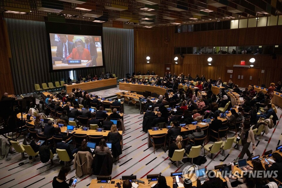 이란의 여성기구 퇴출을 논의하는 유엔 경제사회이사회(ECOSOC) /AFP=연합뉴스