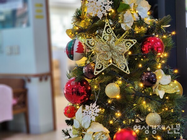 요양원에 설치된 크리스마스 트리 /김현우 기자