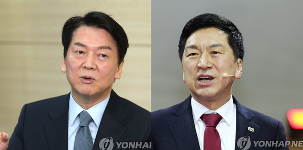 알앤써치 여론조사 발표에 의하면 다자 구도에서는 안철수 의원이 39.8%로 1위, 김기현 의원이 36.5%로 2위를 기록했다. /연합뉴스