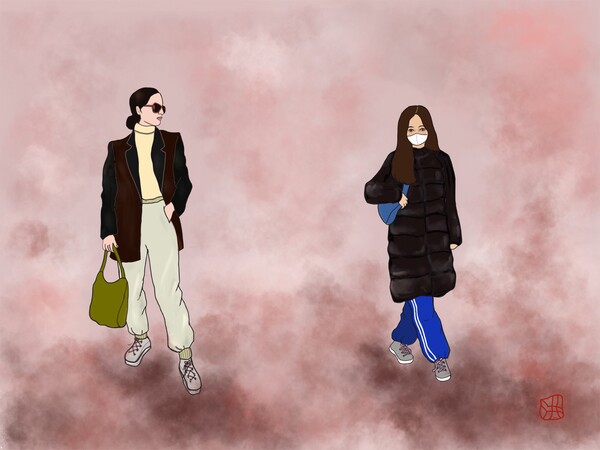 코로나 시대의 최고 히트 패션은 바로 조거 팬츠와 운동화다. /그림=홍미옥, 갤럭시 노트20 울트라