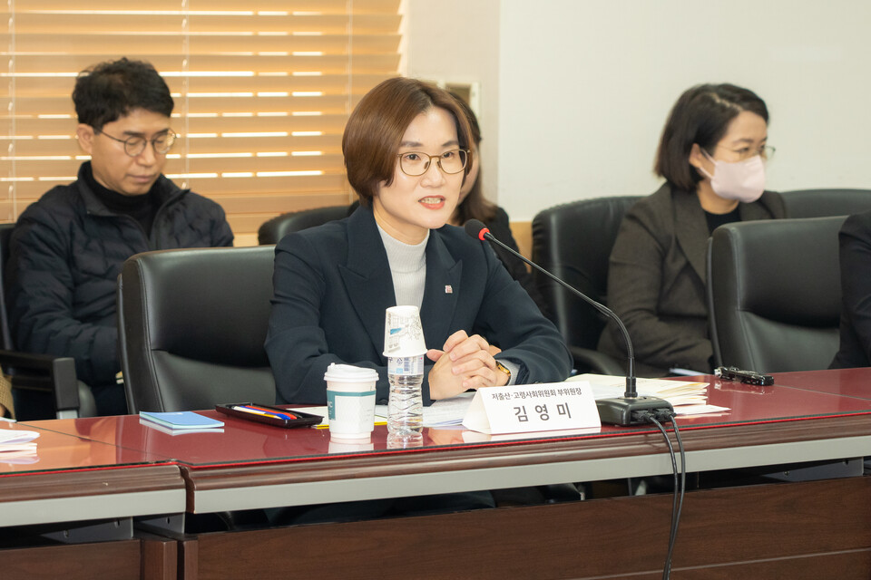 김영미 저출산고령사회위원회 부위원장이 21일 정부서울청사에서 '저출산·고령사회위원회 운영위원회'를 개최하고 있다. /저출산고령사회위원회 제공