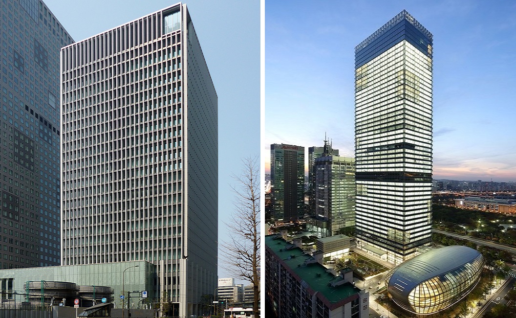 일본 동경에 위치한 경제단체연합회 빌딩(왼쪽)과 한국의 FKI 타워. /각 단체
