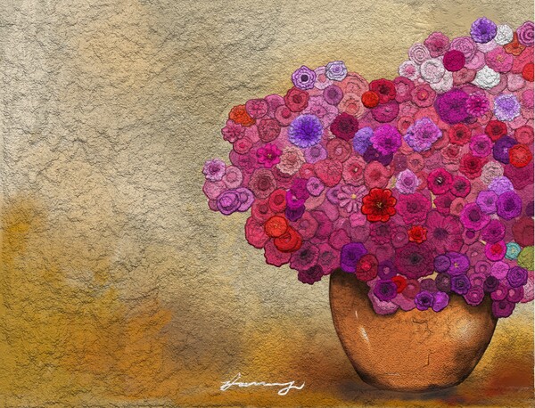 본격적으로 시작되는 전국의 꽃잔치를 앞두고 그려 본 한다발의 꽃 /그림=홍미옥, 갤럭시노트20울트라