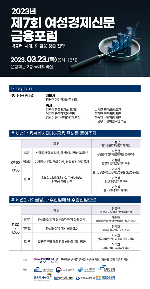 이번 포럼은 23일 목요일 오전 9시부터 12시까지 진행된다. 장소는 서울시 중구 명동1가에 위치한 은행회관 2층 국제회의실이다. /여성경제신문