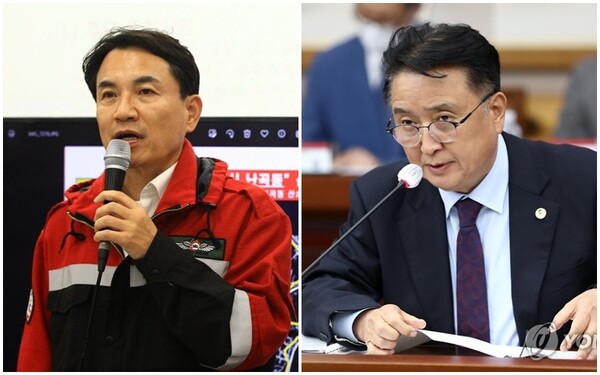 김진태 강원도지사(왼쪽)와 김영환 충북도지사 /연합뉴스