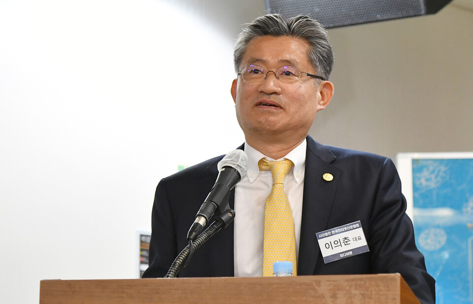 이의춘 제12대 한국인터넷신문협회장이 당선 소감을 밝히고 있다. /한국인터넷신문협회 제공