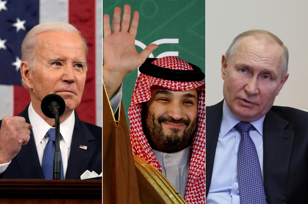 바이든, 빈살만, 푸틴 등 글로벌 산유국 최고 권력자들의 싸움에 한국 물가가 몸살을 앓고 있다. 유가 상승으로 인한 근원인플레이션 파급효과가 미국보다 한국이 2배가량 더 길게 지속한다는 연구 결과가 최근 보고서에서 확인됐다. /로이터, AP=연합뉴스