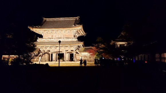 라이트업한 소지지소인(総持寺祖院) 모습. 어둠 속에서 빛을 받아 존재감을 드러내며 서 있는 모습에 탄성이 터져 나왔다. /사진=양은심