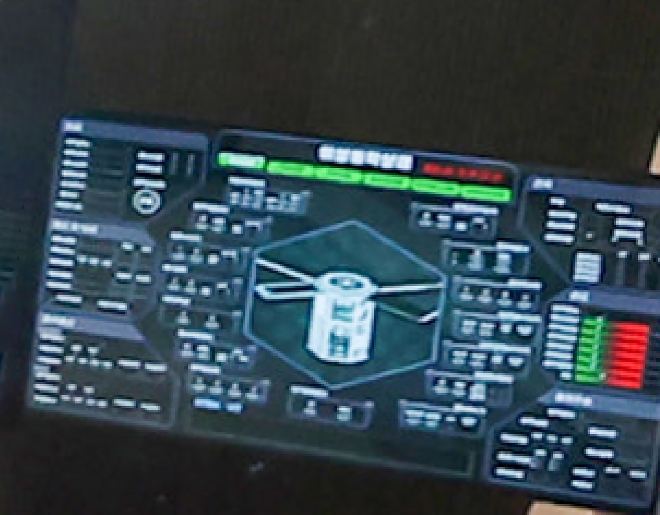 북한이 지난 4월 19일 공개한 군 정찰위성 상황실 내 화면에 잡힌 정찰위성 모습. /조선중앙통신