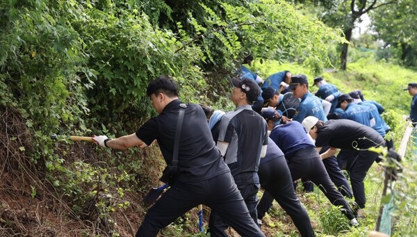 5일 오전 경찰이 영아 시신이 암매장된 것으로 추정되는 부산 기장군 기장읍 죽성리 한 야산을 수색하고 있다. 이곳은 아동학대치사 혐의로 불구속 입건돼 경찰 수사를 받는 친모 A씨가 8년 전인 2015년 2월 생후 8일 된 본인의 딸 B양이 집에서 갑자기 숨지자 유기했다고 지목한 곳이다. /연합뉴스