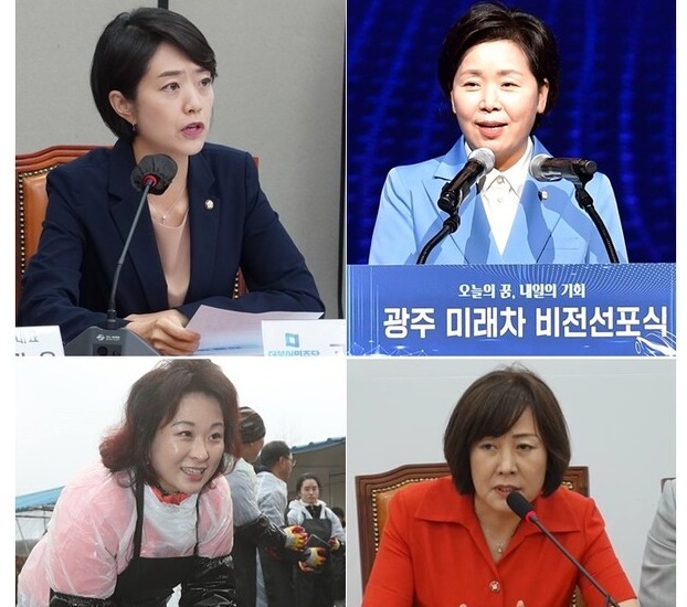 (윗줄 왼쪽부터) 고민정 민주당 최고위원, 양향자 무소속 의원. (아랫줄 왼쪽부터) 권미나 국민의힘 중앙연수원 부원장, 김필여 국민의힘 안양동안을 당협위원장 /고민정, 양향자, 권미나, 김필여 정치인 페이스북