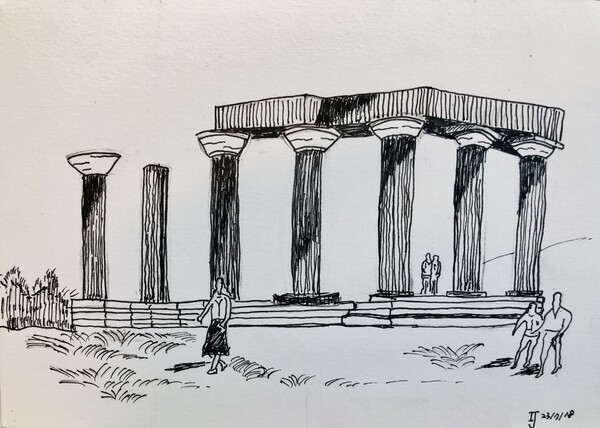 어반 스케칭(Urban Sketching) 첫 그림을 끙끙대며 완성하고 보니 학창 시절 미술학원 문 앞에서 서성거렸던 그때의 제가 환하게 웃으며 지금의 저를 토닥이며 안아 줍니다. /그림=최익준