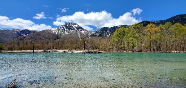 흐르는 물에 발을 담그고 바라본 경치. /사진=양은심