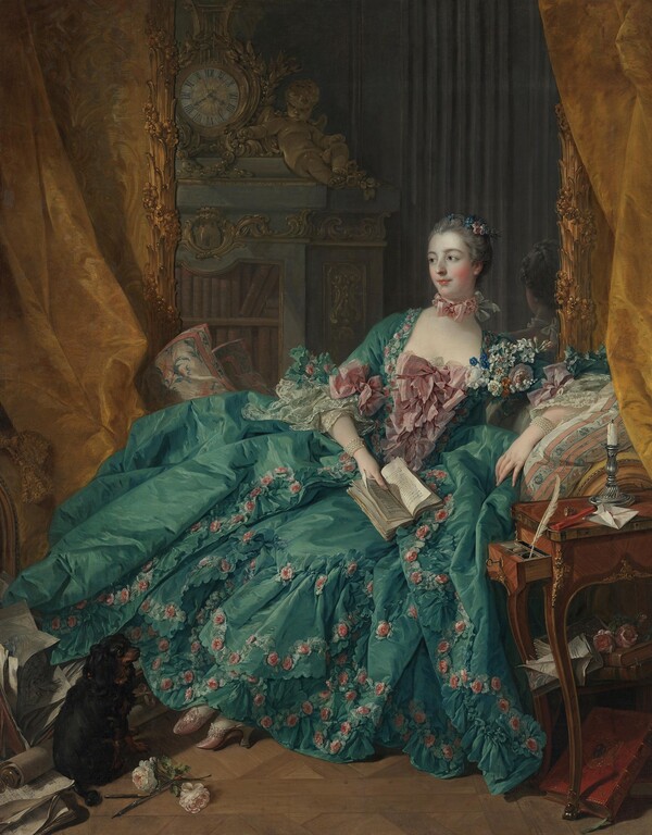 퐁파두르 부인의 초상화(Madame de Pompadour), 1756년. 프랑스와 부셰, 퐁파두르 부인은 새로운 드레스, 헤어 스타일, 신발, 주얼리 등을 유행시킨 당대의 트렌드 세터이자 오늘날까지 로코코 시대의 패션 아이콘이다. /Public Domain