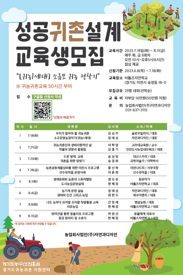 비틀즈자연학교(농업회사법인 자연과디자인)의 귀농귀촌 교육 과정 /제공=정태성